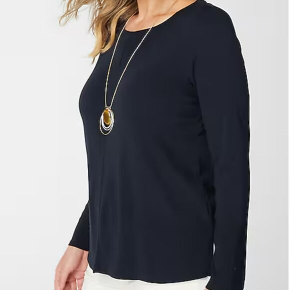 J. Jill Tops - J. Jill Women's Plus 2X Long Sleeve Tee Smoky Navy Blue Pima Cotton